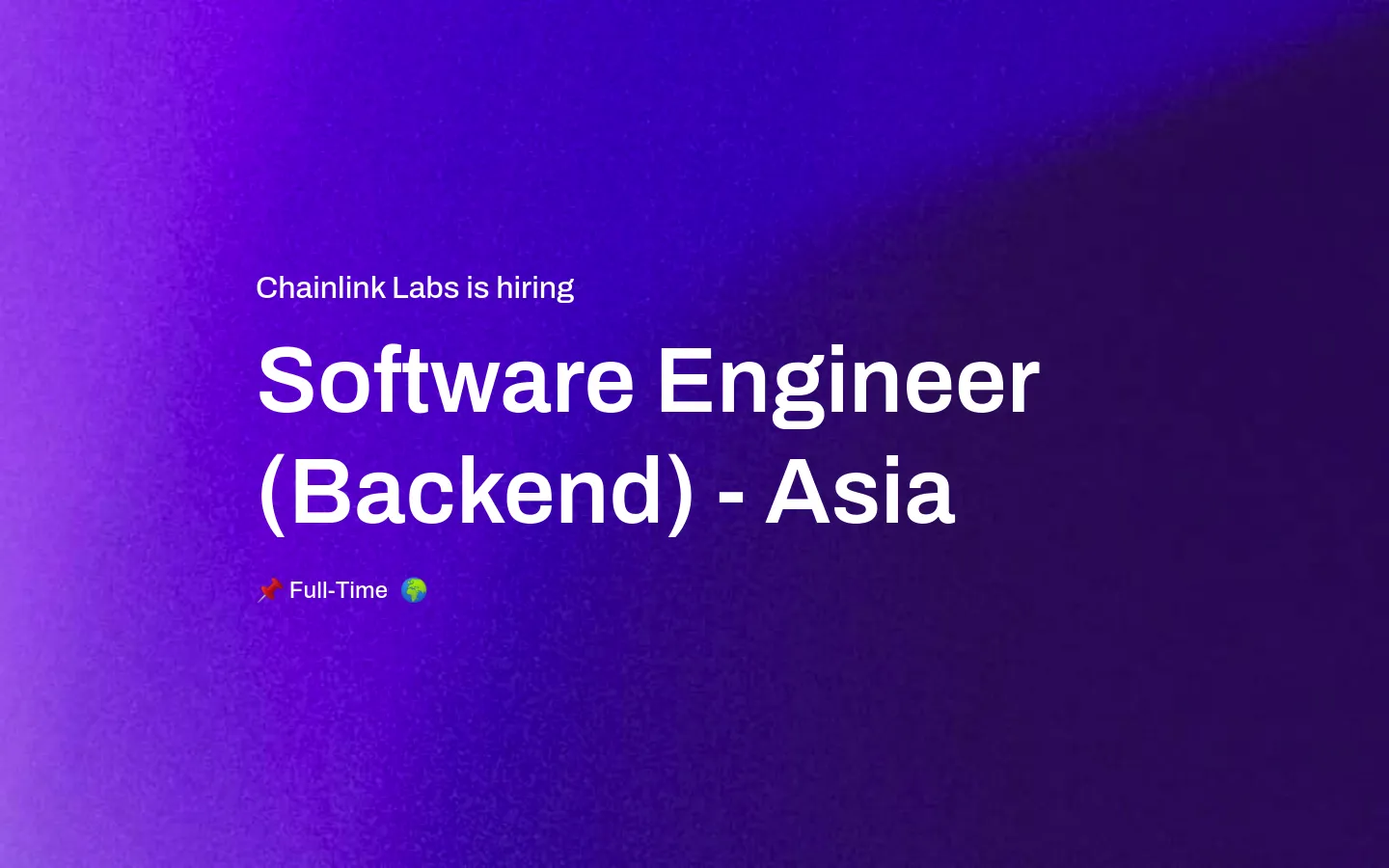 Software Engineer (Backend) - Asia at Chainlink Labs - Remote3